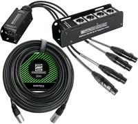 Pronomic NetCore SB-3M/SP-3F Set Da 20 M - Sistema Multicore Audio A 4 Canali - Stagebox Con 4 Prese XLR & RJ45 - Pigtail Con 4 Connettori XLR & RJ45 - Incluso Cavo Di Rete CAT5e Da 20 M - Nero