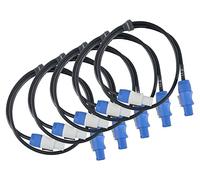 Pronomic Power Twist 1 Cavo di Alimentazione - 5 cavi per alimentare diffusori attivi e fari - Connettori compatibili PowerCon - Cavo (H05VV-F) con 3x 1,5 mm² - Lunghezza: 1 m - Nero