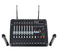Pronomic Powermake 800 Powermixer - Mixer a 8 Canali - 2 Microfoni Wireless UHF - 760 Watt RMS - Processore Multi-Effetto 24Bit - Bluetooth®/USB Player/Recorder - Equalizzatore Grafico - Nero