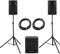 Pronomic Powerstage Economy 1812 2.1 - set PA attivo con 1x subwoofer 18" e 2x satelliti 12" - 540 watt potenza totale (RMS) - inclusi supporti per casse