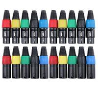 Pronomic Set Connettori XLR-Male 10 Pezzi, XLR-Female 10 Pezzi (per cablaggio, montaggio, alta qualità con chiusura a strappo, robusta custodia in pressofusione) colorato