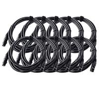 Pronomic Set da 10 XFXM-5 Cavi Microfono (lunghezza 5m, XLR femmina 3 poli -> XLR maschio 3 poli, connettori saldati a mano, resistenti a acidi e oli, sgancio a fascetta) nero