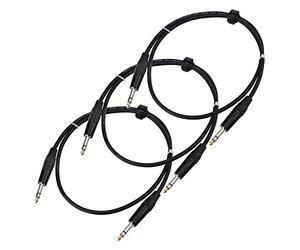 Pronomic Set da 3 Stage INSTS-1 Cavo Jack Stereo (schermato simmetricamente, doppio conduttore, jack stereo 6,3 mm ⇒ jack stereo 6,3 mm, 1 m di lunghezza) Nero