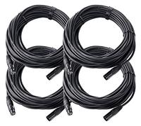Pronomic Set da 4 Cavi Microfono XFXM-20 (20m lunghezza, XLR femmina 3 poli -> XLR maschio 3 poli, connettori saldati a mano, resistenti ad acidi e oli, sgancio a fascetta) nero