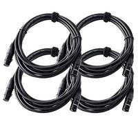 Pronomic Set da 4 XFXM-5 Cavi Microfono (5m lunghezza, XLR femmina 3 poli -> XLR maschio 3 poli, connettori saldati a mano, resistenti a acidi e oli, sgancio a fascetta) nero