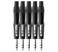 Pronomic Set di Connettori Jack Stereo 6,3 mm 10 Pezzi - Per Assemblaggio Cavi e Montaggio - Per Connessioni Bilanciate e Stereo - Sgancio a Molla - Custodia Robusta in Fusione - Nero
