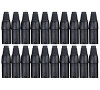Pronomic Set di Connettori XLR Maschio 20 pezzi (per cablaggio, montaggio, alta qualità con chiusura a strappo, robusta custodia in pressofusione) nero