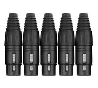 Pronomic Set di spine XLR-Female 5 pezzi (per cablaggio, montaggio, alta qualità con chiusura a strappo, robusta custodia in pressofusione) nero