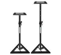Pronomic SLS-10 2x Supporto per casse Studio Monitor- Altezza regolabile da 80 cm a 130 cm, base triangolare, piedini in gomma, piedini a spillo, acciaio, piastra di supporto con strisce gomma - Nera