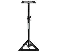 Pronomic SLS-10 Supporto per casse Studio Monitor- Altezza regolabile da 80 cm a 130 cm, base triangolare, piedini in gomma, piedini a spillo, acciaio, piastra di supporto con strisce di gomma - Nera