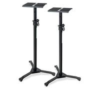 Pronomic Set Da 2 SLS-20 Supporto Per Monitor Da Studio Pieghevole - Piedini Pieghevoli - Regolabile In Altezza Da 75 Cm A 130 Cm - Piano Con Fascia A Strappo - Nero