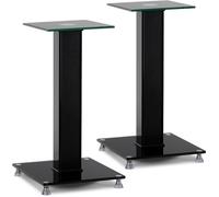Pronomic SLS-282 BK Supporti per Altoparlanti, design elegante con 2 piani in vetro, punte regolabili, piedini in gomma, passacavi nascosto, capacità carico 10 kg.