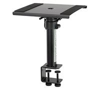 Pronomic SLS-36K BK Supporto da Tavolo con Morsetto per Monitor da Studio - molto salvaspazio - Regolabile in altezza da 24,5 cm a 41,5 cm - Piano con fascia a strappo in gomma - Nero