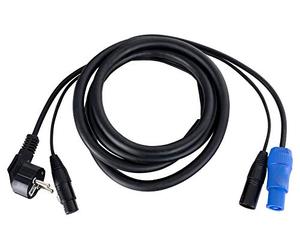 Pronomic Stage EUPPX-2.5 Cavo Ibrido Euro/Powerplug/XLR - Lunghezza: 2,5 m - Cavo combinato per casse attive - Alimentazione e segnale in uno - Powercon/compatibile Schuko - nero