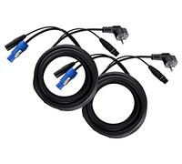 Pronomic Stage EUPPX-2.5 Cavo Ibrido Euro/Powerplug/XLR Set da 2 - Lunghezza: 2,5 m - Cavo combinato per casse attive - Alimentazione e segnale in uno - Powercon/compatibile Schuko - nero