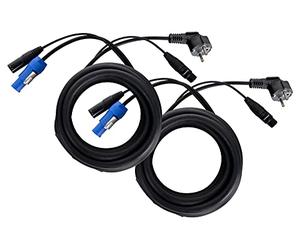 Pronomic Stage EUPPX-2.5 Cavo Ibrido Euro/Powerplug/XLR Set da 2 - Lunghezza: 2,5 m - Cavo combinato per casse attive - Alimentazione e segnale in uno - Powercon/compatibile Schuko - nero