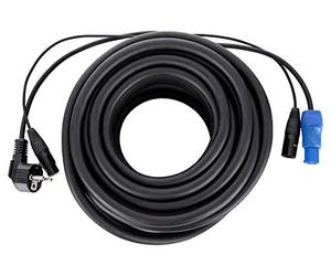 Pronomic Stage EUPPX-20 Cavo ibrido Euro/Powerplug/XLR - Lunghezza: 20 m - Cavo combinato per casse attive - Alimentazione e segnale in uno - Powercon/compatibile Schuko - nero