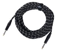 Pronomic Stage INST-10T Cavo per Strumenti 10m (Jack 6,3 mm, Rivestimento Tessile, Cavo per Chitarra, Punte Placcate Oro, Sgancio a Morsetto, nero/bianco)