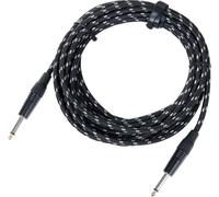 Pronomic Stage INST-6T Cavo per Strumenti 6m (jack 6,3 mm, guaina in tessuto, cavo per chitarra, punte placcate oro, sgancio a fascetta) nero/bianco
