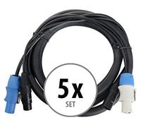 Pronomic Stage PPD-2.5 Cavo Ibrido Powerplug/DMX Set da 5 - Cavo combinato per alimentazione e segnale DMX - Niente più grovigli di cavi nel collegamento agli effetti luce - Lunghezza: 2,5 m - Nero