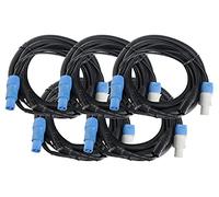 Pronomic Stage PPD-5 Cavi Ibridi Powerplug/DMX Set da 5, Colore: nero | Cavo combinato per alimentazione e segnale, Niente più grovigli di cavi nel collegamento a effetti luce controllati DMX