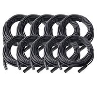 Pronomic Set da 10 XFXM-20 Cavi Microfono (20m lunghezza, XLR femmina 3 poli -> XLR maschio 3 poli, connettori saldati a mano, resistenti ad acidi e oli, sgancio a fascetta) nero