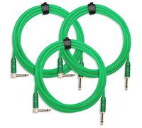 Pronomic Trendline INST-3NG Cavo per Strumenti 3m verde 3x Set | Connettori: jack 6, 3mm (angolato) -> jack 6, Lunghezza: 3m, Diametro: ca. 7mm, Rame privo di ossigeno, Colore: verde neon