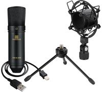 Pronomic USB-M 2000 BK Microfono a Condensatore per Podcast - Ideale per Strumenti, Voce e Parlato - Capsula Elettrete a Condensatore Back 14 mm - Direttività Cardioide - 16 Bit / 48 kHz - Nero