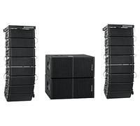 Pronomic V-Array Concert Set - Sistema PA attivo da 2200 Watt (RMS) - Adatto fino a circa 300 ascoltatori - 2x Subwoofer con 2x altoparlanti da 12" - 16x Top con altoparlanti da 4" + tweeter