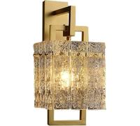 Prononi murali di rame, luce della parete in vetro ondulata di acqua E14 Light da parete decorativa per camera da letto, adatto per il soggiorno Villa Stairwell Corridor Apparecchi di illuminazione