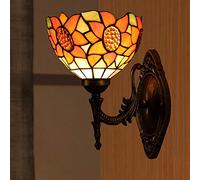 Prononi Murali In Stile Tiffany Da 8 Pollici, Luce E27-1, Lampada Da Parete Del Corridoio Retrò, Atmosfera Da Parete In Vetro Color Antico Per La Camera Da Letto Del Soggiorno Accanto Alla Notte Dell'