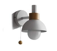 Prononi murali, luce murale moderna, lampada a parete in legno di ferro con interruttore a cavo, applique a parete rotonda, luci di lettura del comodino, illuminazione soggiorno camera da letto
