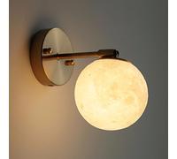 Prononi murali moderni, lampada da parete in metallo oro in oro per pareti del pianeta bianco con paralume acrilico sferico, luce da muro di illuminazione decorativa per letto, presa G9, lampade da