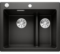 PRONTA CONSEGNA - Blanco IN Lavello una vasca SX con vaschetta PLEON 6 Split 1525955 finitura nero da 61.5x51 cm - Sopratop