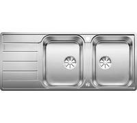 PRONTA CONSEGNA - Blanco Lavello due vasche con gocciolatoio CLASSIMO 8 S-IF 1525332 in acciaio inox da 116x50 cm - Sopratop/Filotop