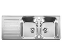 PRONTA CONSEGNA - Blanco Lavello due vasche con gocciolatoio LANTOS 8 S-IF Compact 1619713 in acciaio inox da 116x50 cm - Sopratop/Filotop