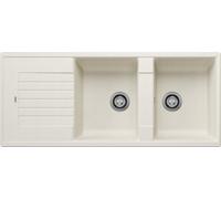 PRONTA CONSEGNA - Blanco Lavello due vasche con gocciolatoio ZIA 8 S 1527209 finitura soft white da 116x50 cm - Sopratop