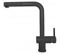 ELLECI Miscelatore Monocomando, Linea STREAM PLUS, Doccetta Estraibile, Granitek Nero - MGKSTP40