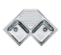 PRONTA CONSEGNA - Franke Lavello due vasche con gocciolatoio Angolo PNX 621-E 101.0021.585 finitura inox satinato da 90x90 cm