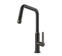 Gessi 60053 707 Miscelatore monocomando con canna girevole e doccetta estraibile Foro per miscelatore 33,5 mm Rotazione canna 360, Finitura Black Metal Spazzolato