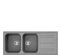 PRONTA CONSEGNA - Smeg Lavello a due vasche con gocciolatoio LZ116CT finitura cemento da 116 cm