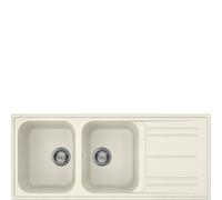 PRONTA CONSEGNA - Smeg Lavello due vasche con gocciolatoio LZ116P finitura panna da 116 cm