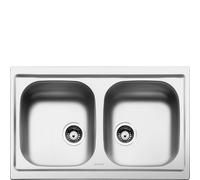 PRONTA CONSEGNA - Smeg Lavello due vasche LYP792 finitura acciaio inox da 79 cm