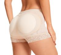 Prontiaduscire Mutande Donna Butt Lifter Presuntuoso Modellante - Hip Enhancer Shapewear Senza Cuciture - Pizzo - 104 Beige 2XL