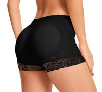 Prontiaduscire Mutande Donna Butt Lifter Presuntuoso Modellante - Hip Enhancer Shapewear Senza Cuciture - Pizzo - 104 Nero 3XL