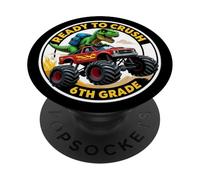 Pronto a schiacciare 6 ° grado T-rex Dino Monster Truck School PopSockets PopGrip Adesivo