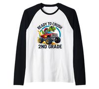 Pronto a schiacciare la scuola di Monster Truck Dino T-rex di 2 ° grado Maglia con Maniche Raglan