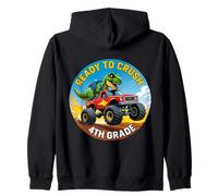 Pronto a schiacciare la scuola di Monster Truck Dino T-rex di quarta elementare Felpa con Cappuccio