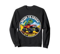 Pronto a schiacciare la scuola di Monster Truck Dino T-rex di quinta elementare Felpa