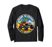 Pronto a schiacciare la scuola di Monster Truck Dino T-rex di quinta elementare Maglia a Manica